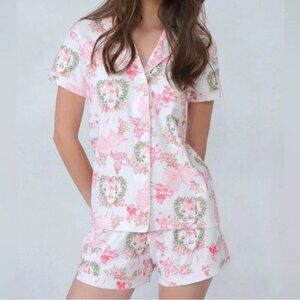 NWT Roller Rabbit x Love Shack Fancy Merry Monkey Beaux Polo PJS Holiday Pink